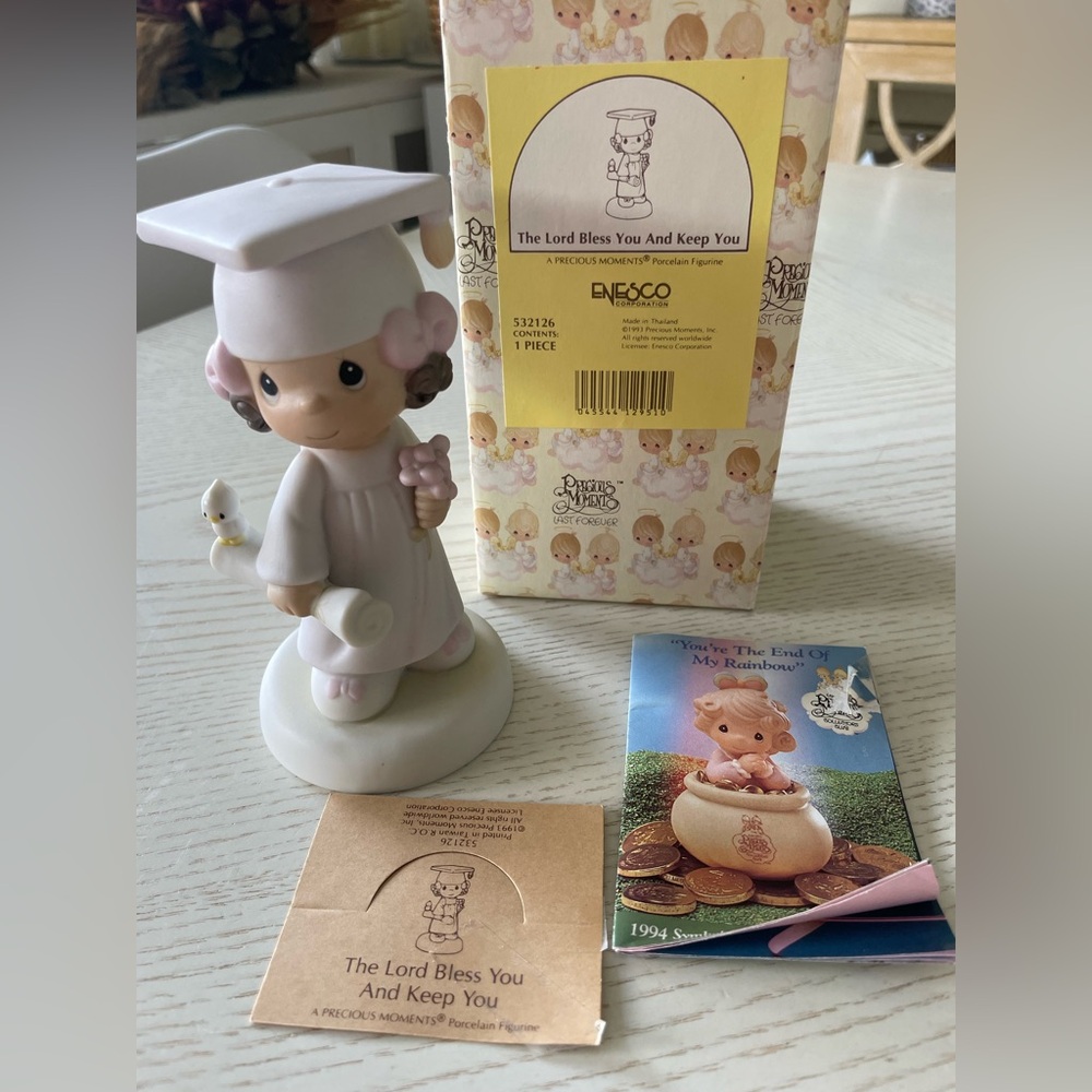 Vintage 90s Precious Moments Graduation Girl Porcelain Collectible Figurine